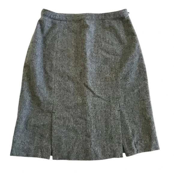 Wanko Wool Skirt Women's Size Small Gray Solid Tweed Mini Moon Front Slit - Picture 1 of 10